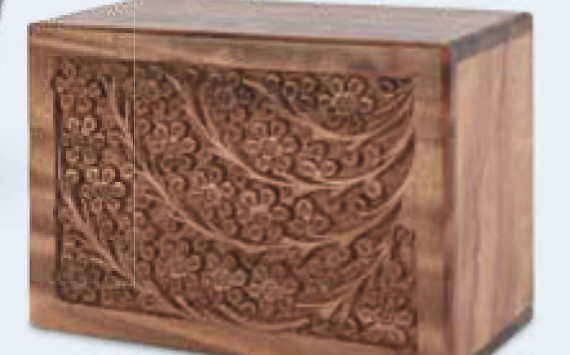 Hand Carved Wood Urn